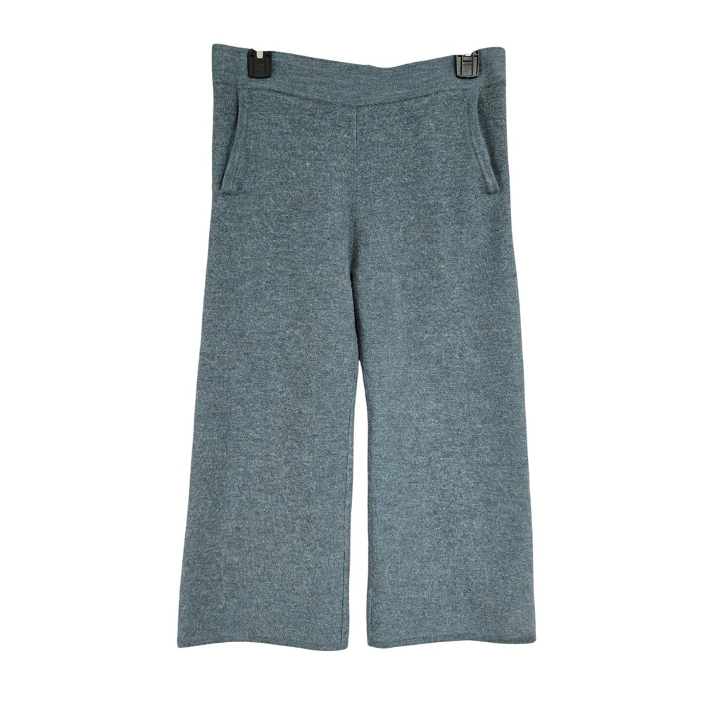 The Reset R Label 100% Wool Knit Wide Leg Cropped Pants Blue Gray Women's Size M
